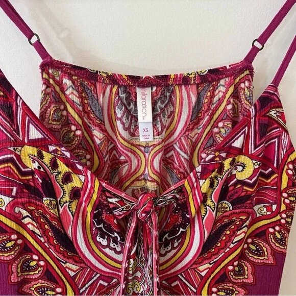 Xhilaration Boho Paisley Print Spaghetti Strap Loose 90s Tank Top Size XS - Picture 10 of 15